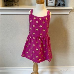 Girls size 5 Pink Sundress w/Gold Elephants